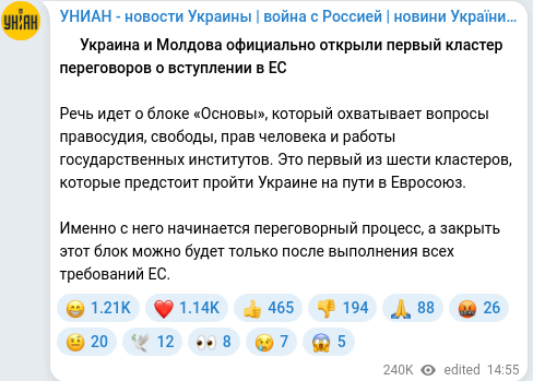 Telegram publication screenshot