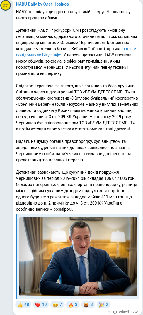 Telegram publication screenshot