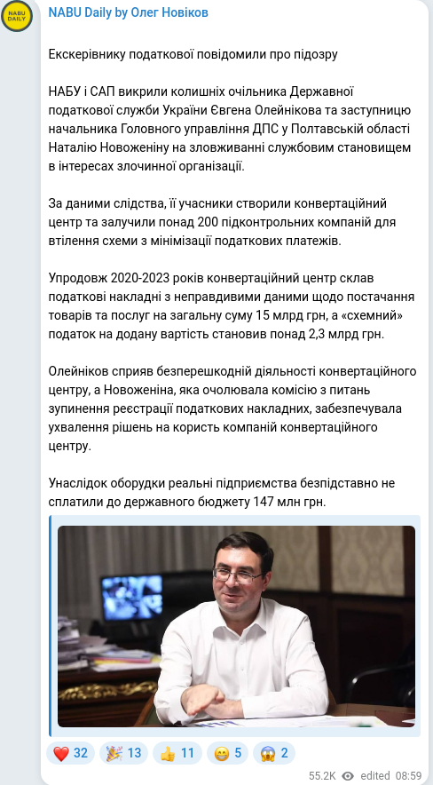 Telegram publication screenshot