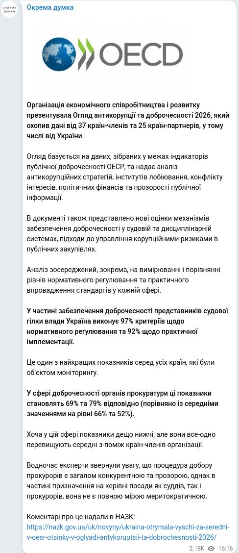 Telegram publication screenshot