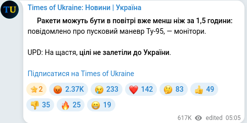 Telegram publication screenshot