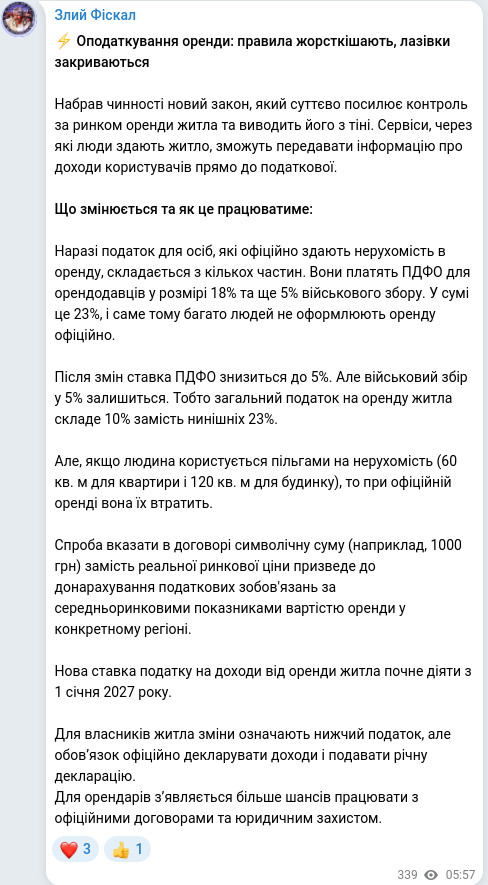 Telegram publication screenshot