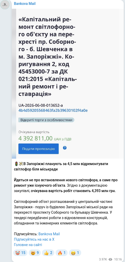 Telegram publication screenshot
