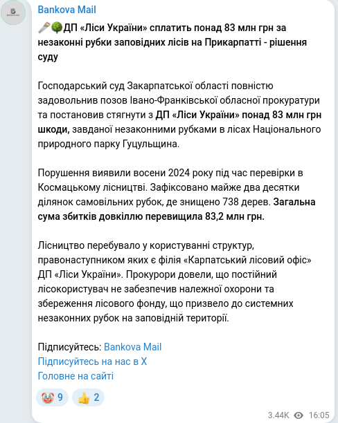 Telegram publication screenshot