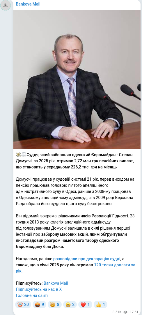 Telegram publication screenshot
