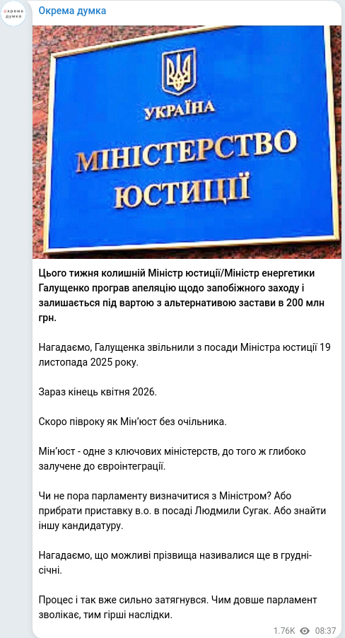 Telegram publication screenshot