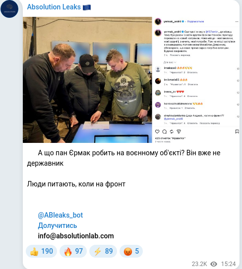Telegram publication screenshot