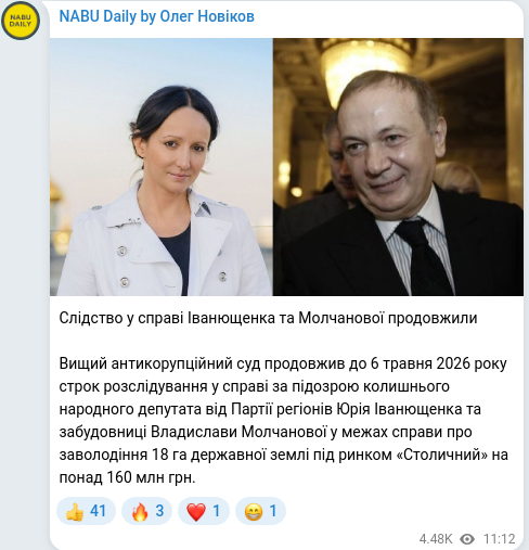 Telegram publication screenshot