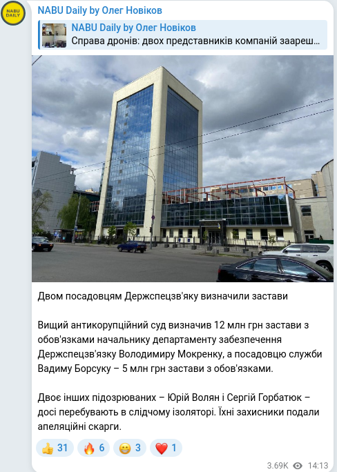 Telegram publication screenshot