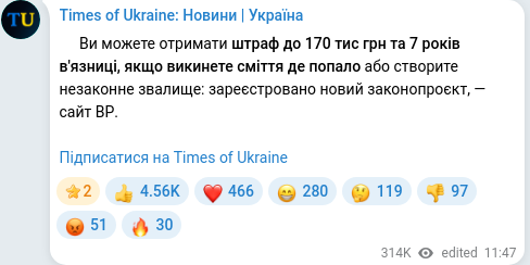 Telegram publication screenshot