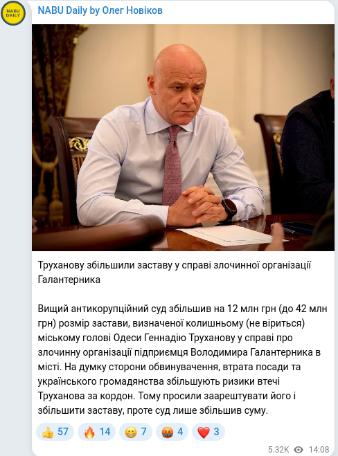 Telegram publication screenshot