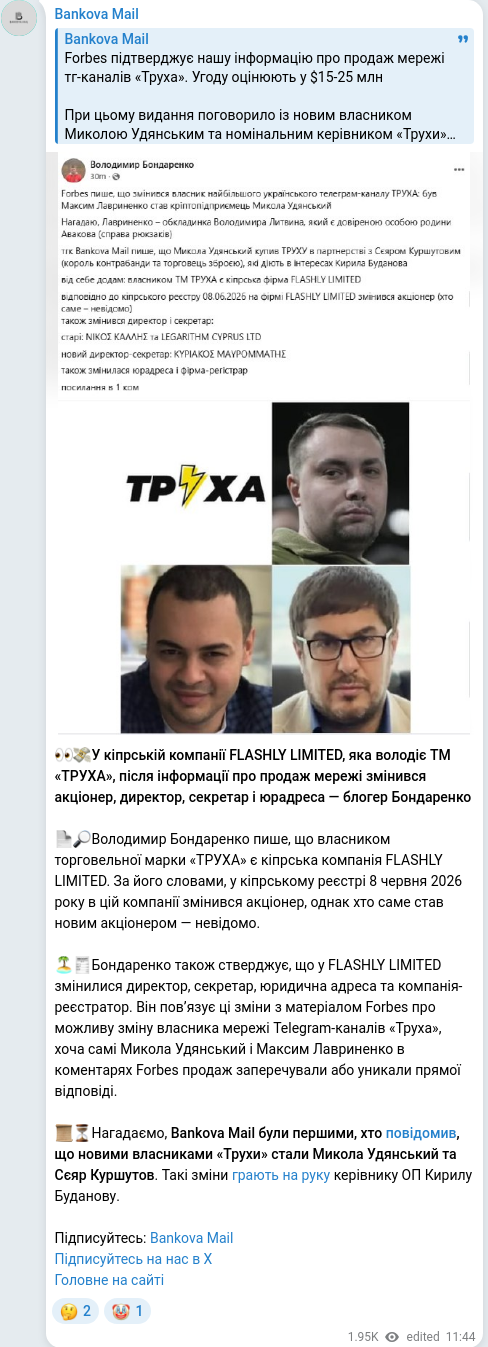 Telegram publication screenshot