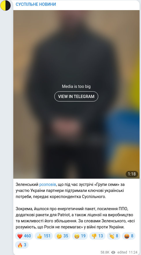 Telegram publication screenshot