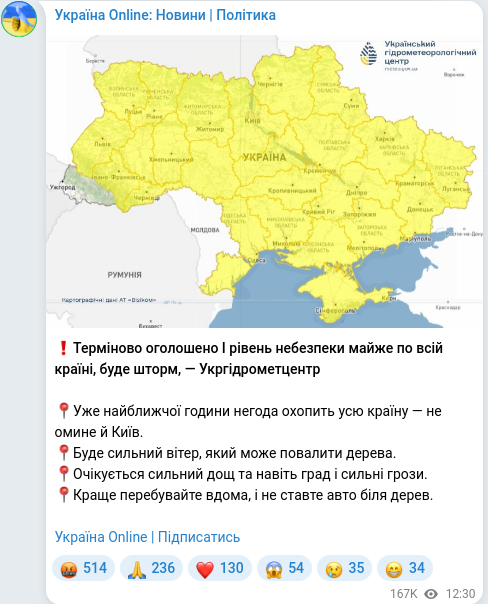 Telegram publication screenshot