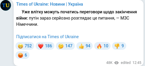 Скріншот Telegram-публікації
