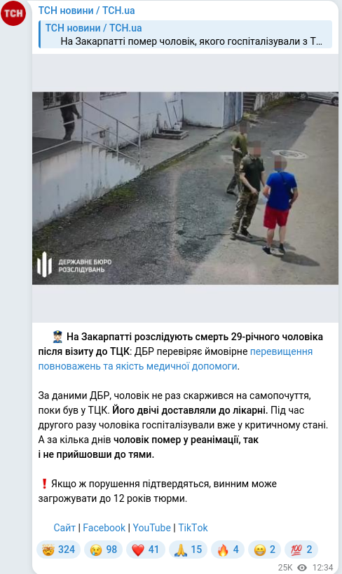 Скріншот Telegram-публікації