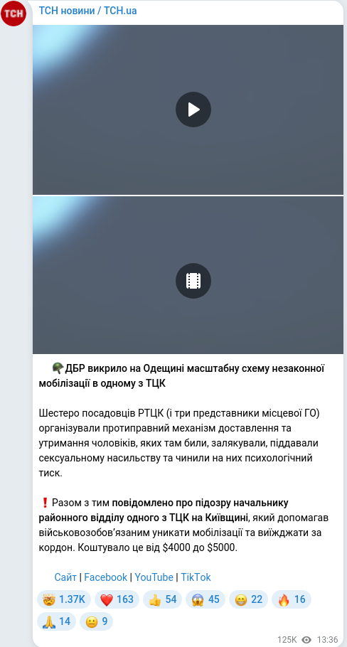 Telegram publication screenshot
