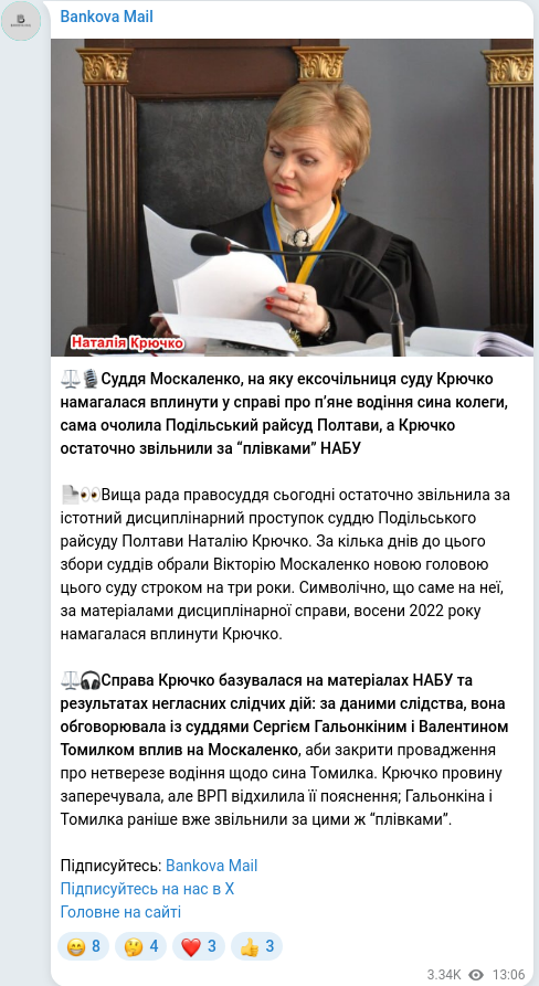 Telegram publication screenshot