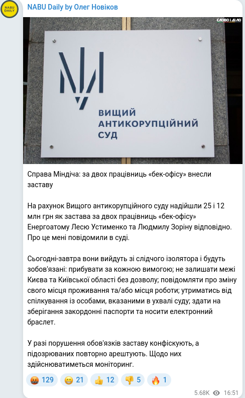 Telegram publication screenshot