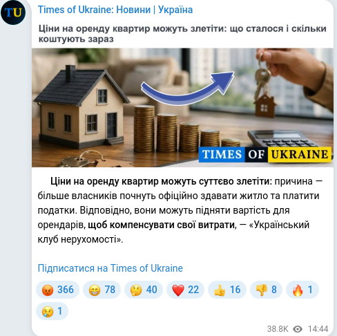 Скріншот Telegram-публікації