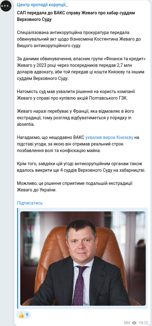 Telegram publication screenshot