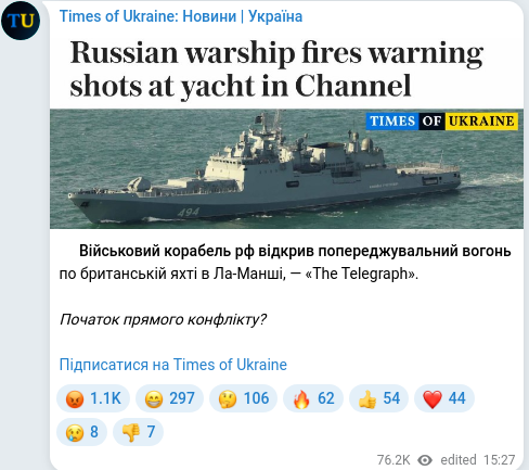 Telegram publication screenshot