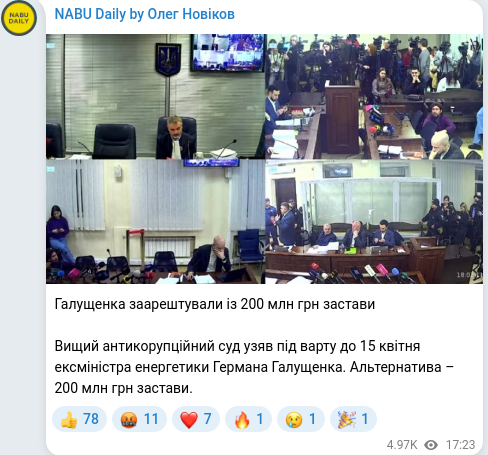 Telegram publication screenshot