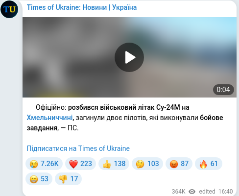 Telegram publication screenshot