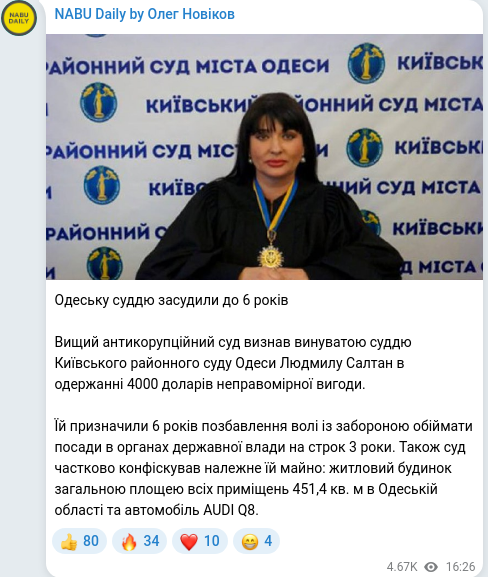 Telegram publication screenshot