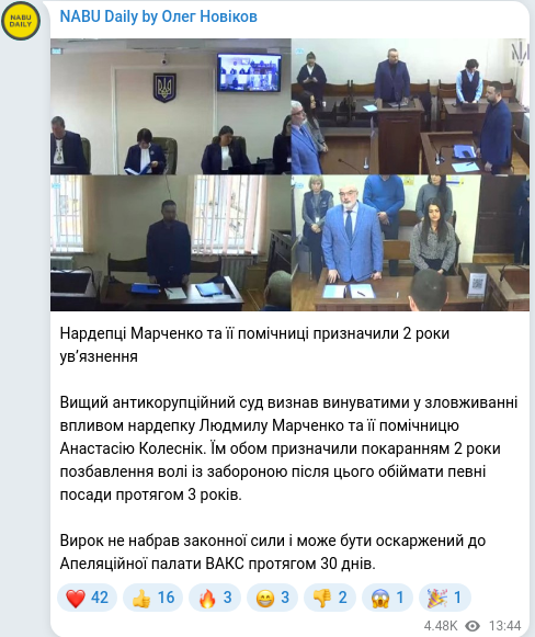 Telegram publication screenshot