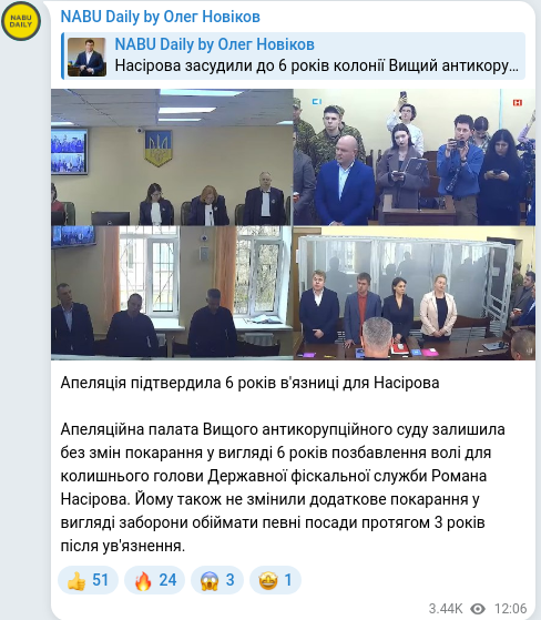Telegram publication screenshot
