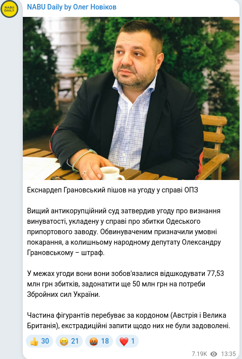 Telegram publication screenshot