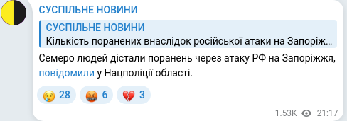 Скріншот Telegram-публікації