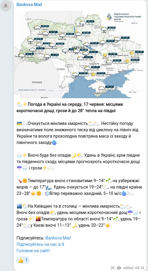 Telegram publication screenshot
