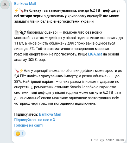 Telegram publication screenshot