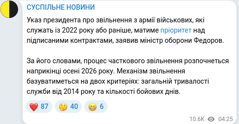 Telegram publication screenshot