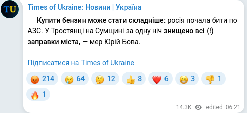 Скріншот Telegram-публікації
