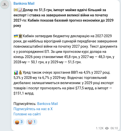 Telegram publication screenshot