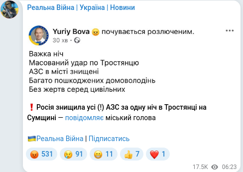 Telegram publication screenshot