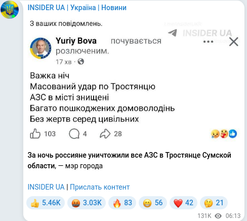 Telegram publication screenshot