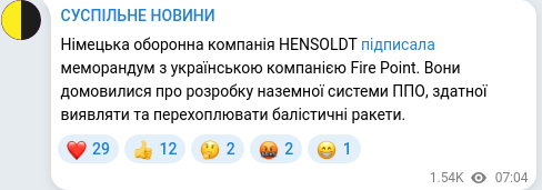 Telegram publication screenshot