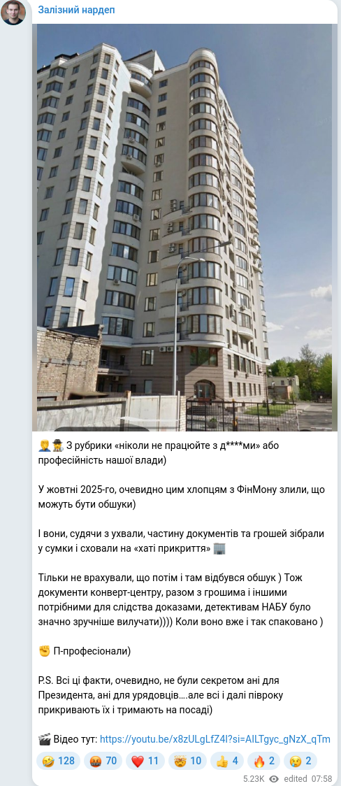 Скріншот Telegram-публікації