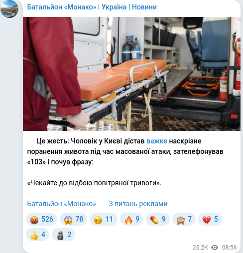 Скріншот Telegram-публікації