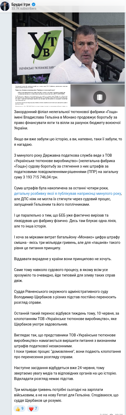 Telegram publication screenshot