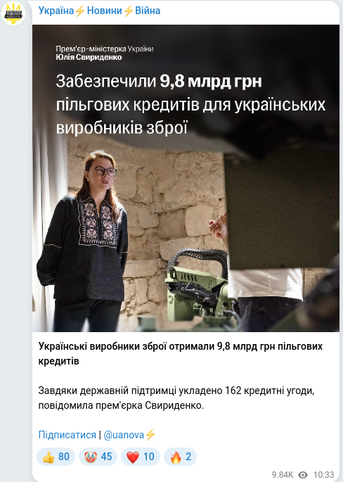 Telegram publication screenshot