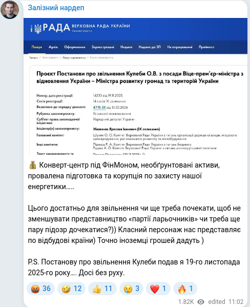 Telegram publication screenshot