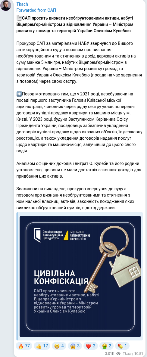 Telegram publication screenshot