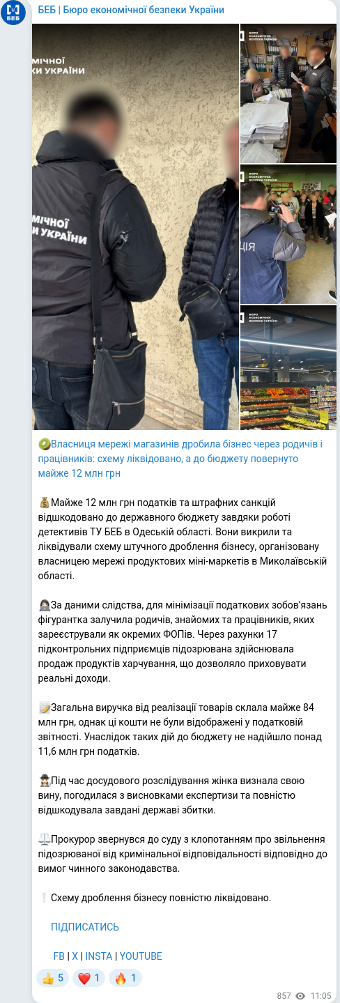 Telegram publication screenshot