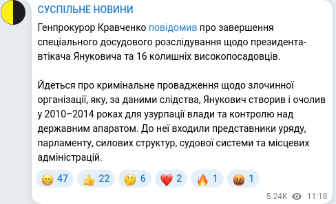 Telegram publication screenshot