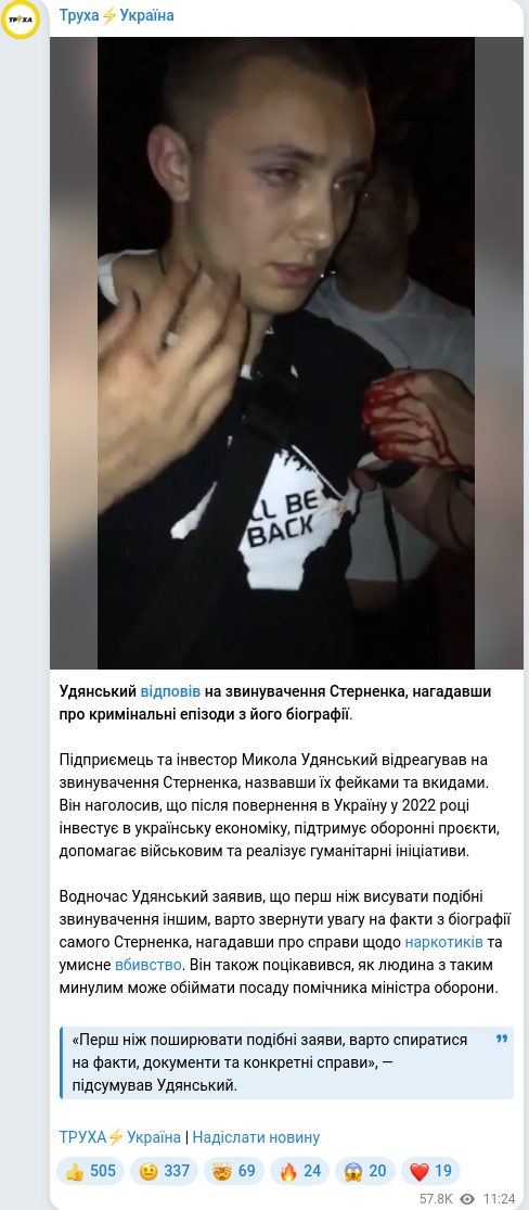 Telegram publication screenshot